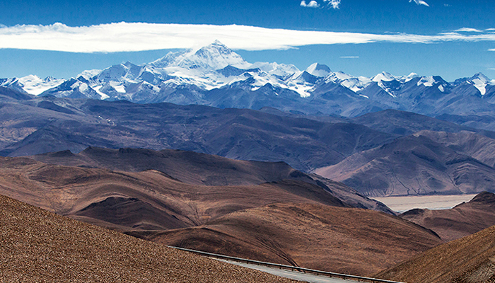 Mount Everest in China and Nepal